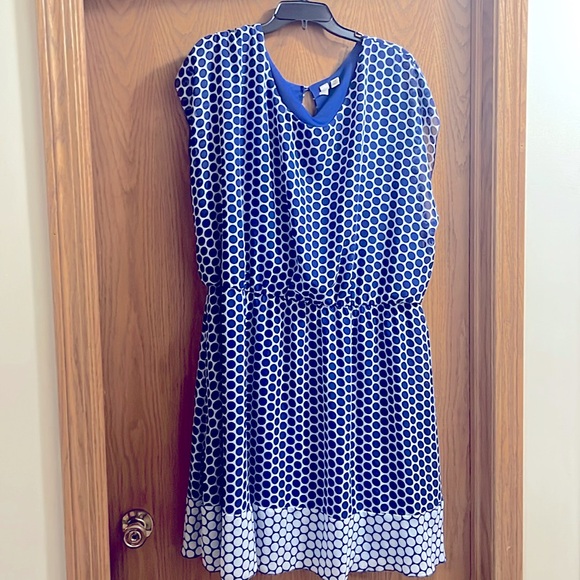 Tacera blue polka dot chiffon dress size 3X - Picture 1 of 1